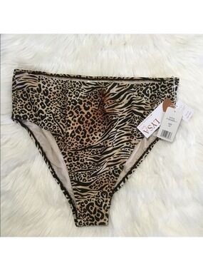 Lysa Evelyn 0X leopard print tummy slimming high rise bikini bottom